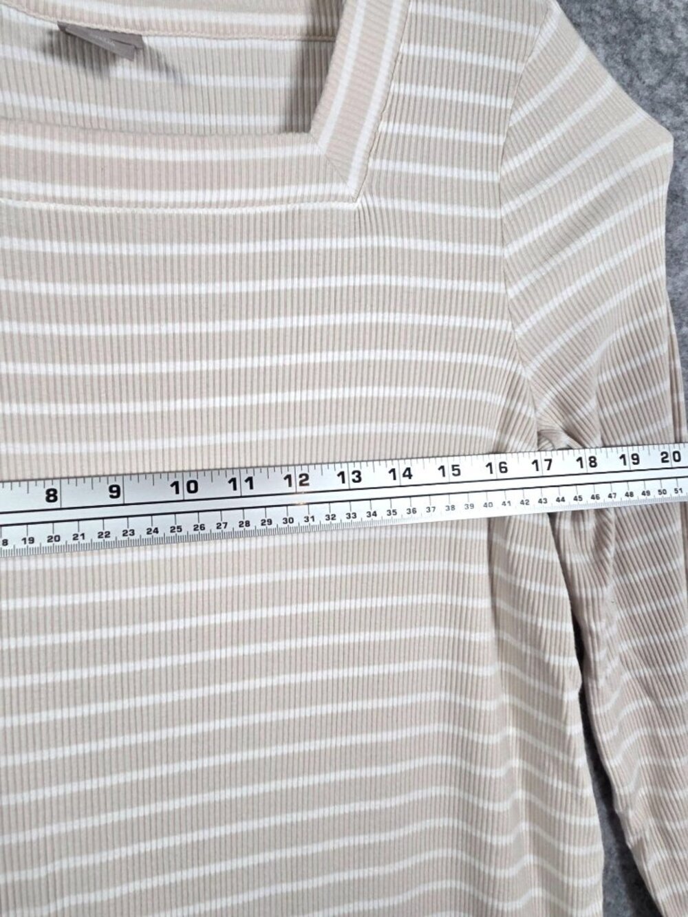 Chico's Women's Striped Ribbed Top Long Sleeve Pullover Stripes tan Size XL - Picture 4 of 9
